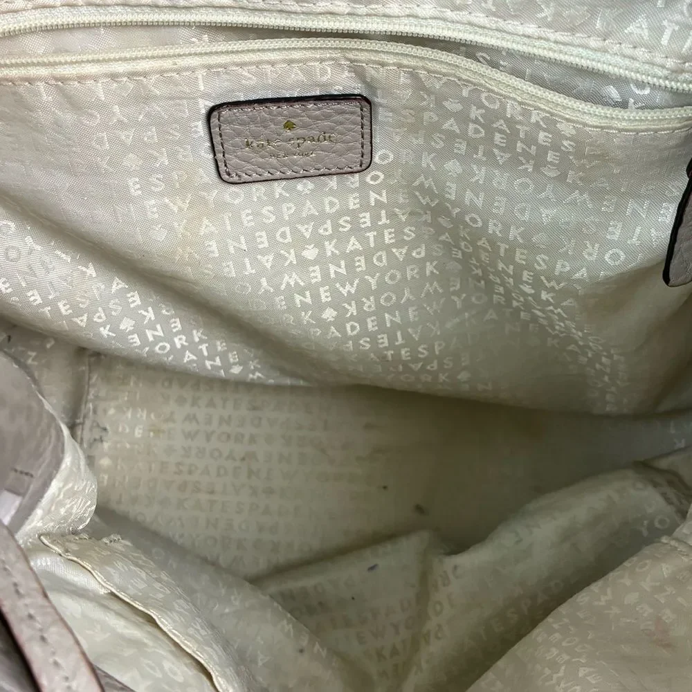 Kate Spade NY Wilder Grey Street Pebble Leather Drawstring Flap Backpack Leather